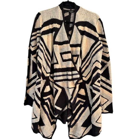 Lucky Brand Sweaters - Lucky Brand Geometric Print Fuzzy Asymmetrical Open Front Cardigan Sweater Small
